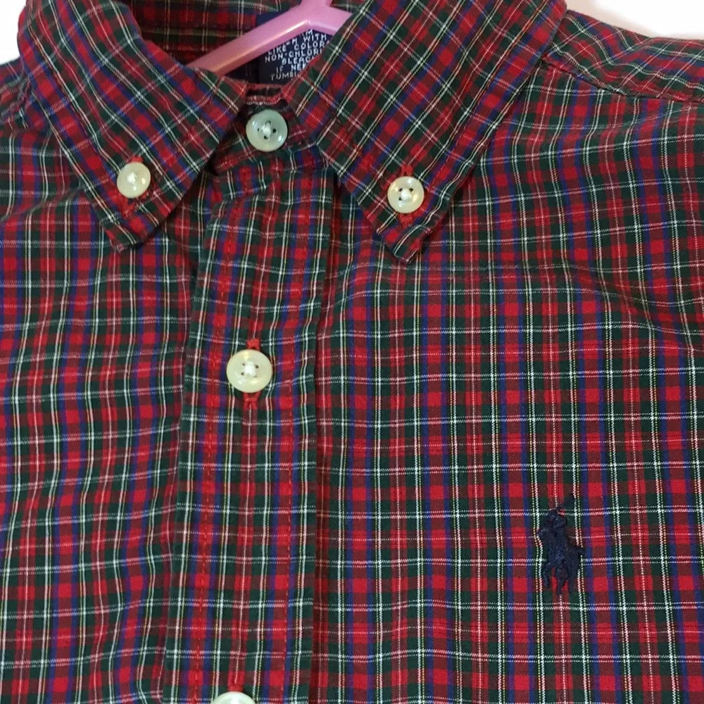 Ralph Lauren Cotton Red Plaid Button Down Shirt Size 5